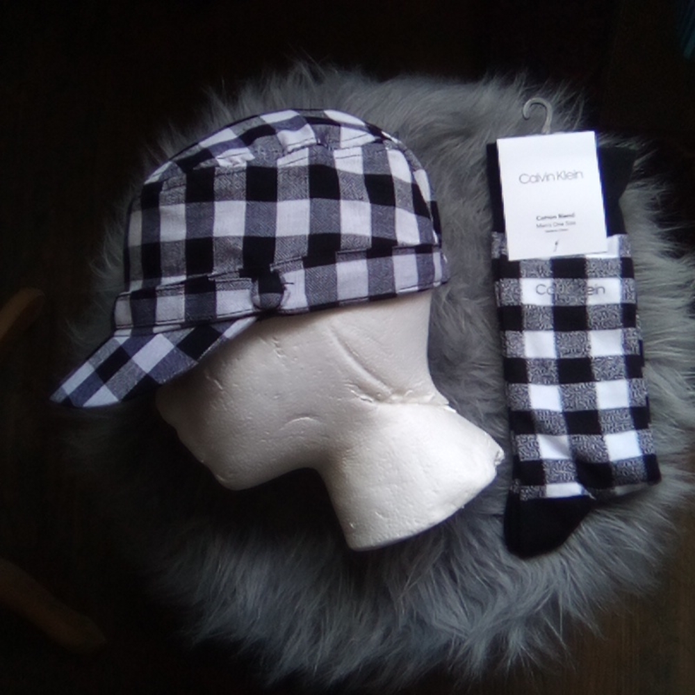 Black and White Buffalo Check Cadet Cap NWT D&Y - Picture 9 of 14